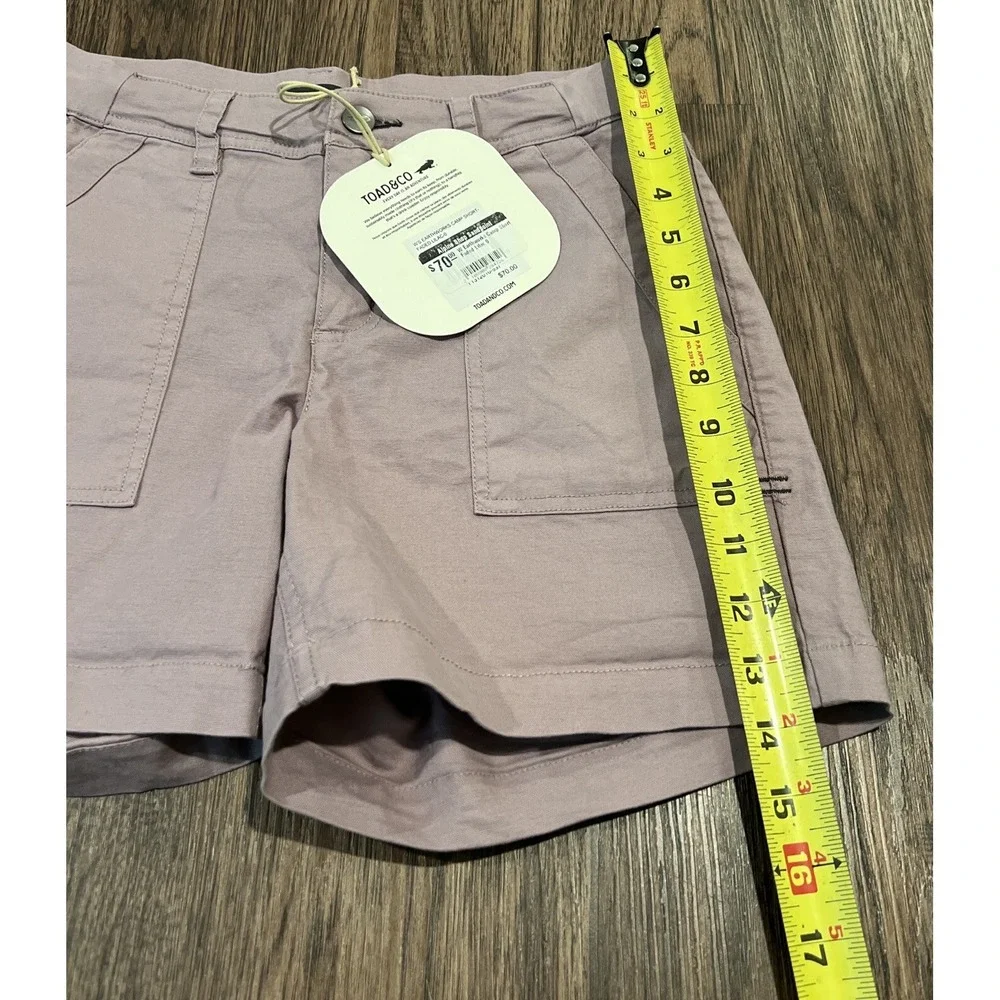 Toad & Co Womens Earthworks Camp Feded Lilac Short Size 0 Organic Cotton Blend - Picture 8 of 9